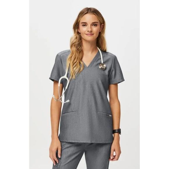 FIGS Casma Scrub Top Women’s Large Graphite 3-Pocket EUC - Picture 1 of 8